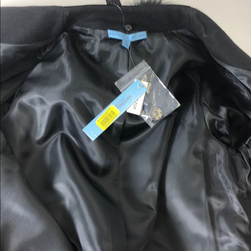 Antonio Melani Iluvia  Black Jacket Wool Fur New - Picture 7 of 7